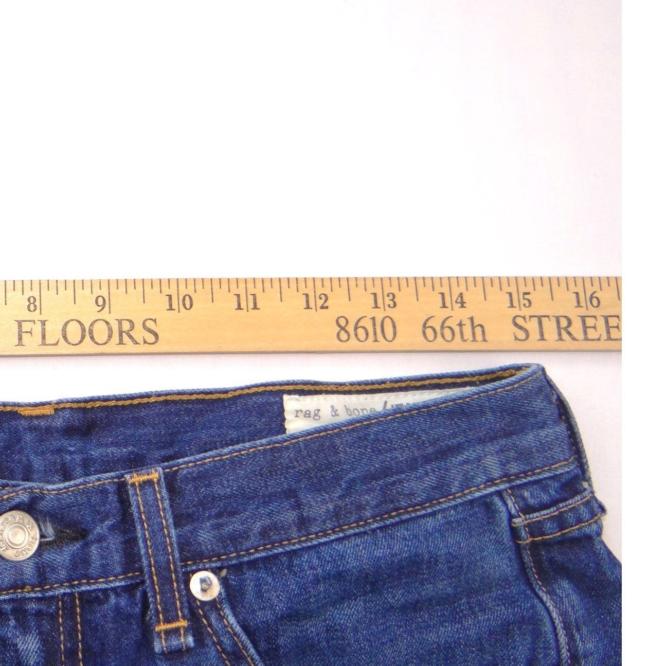 Rag & Bone JEAN Dark Wash Raw Hem Cut-Off Denim Shorts Size 28 Blue