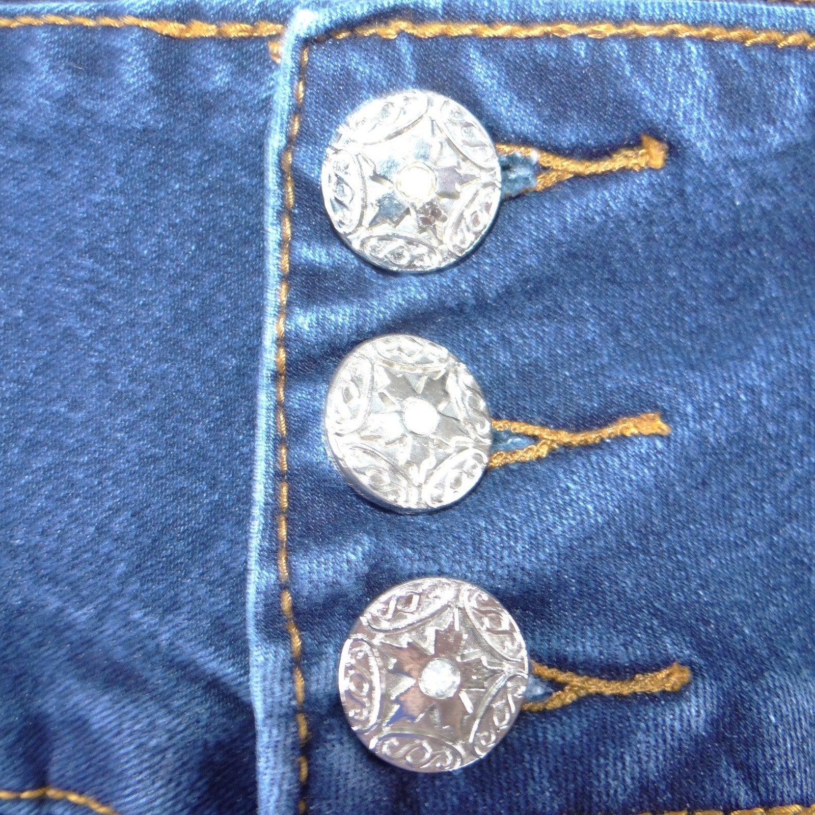 Silver Diva Womens Y2K High Waist Bermuda Denim Shorts Dark Wash Braided Size 7