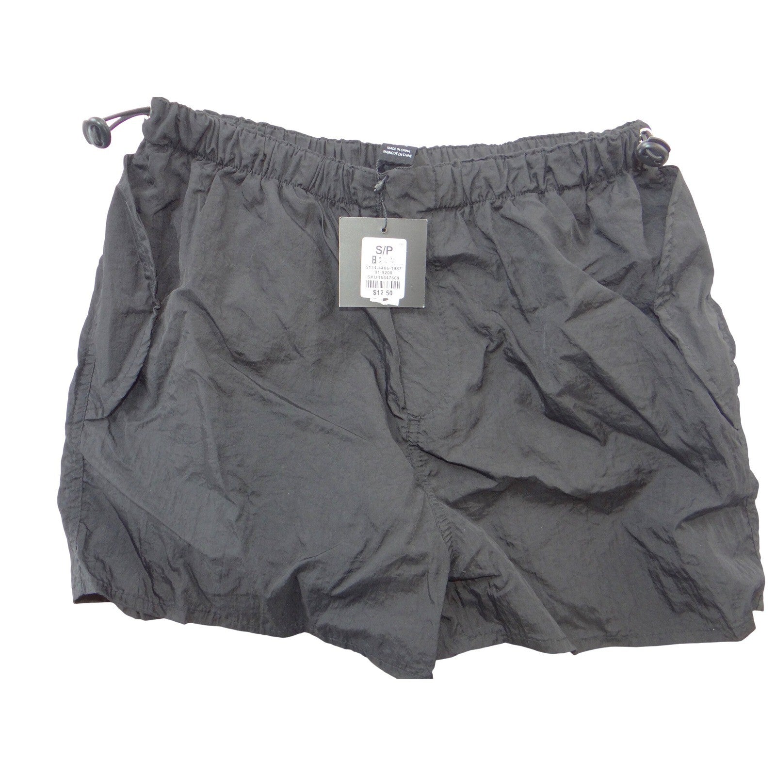 NWT-Charlotte Russe Womens Black Nylon Athletic Shorts Side Toggles S