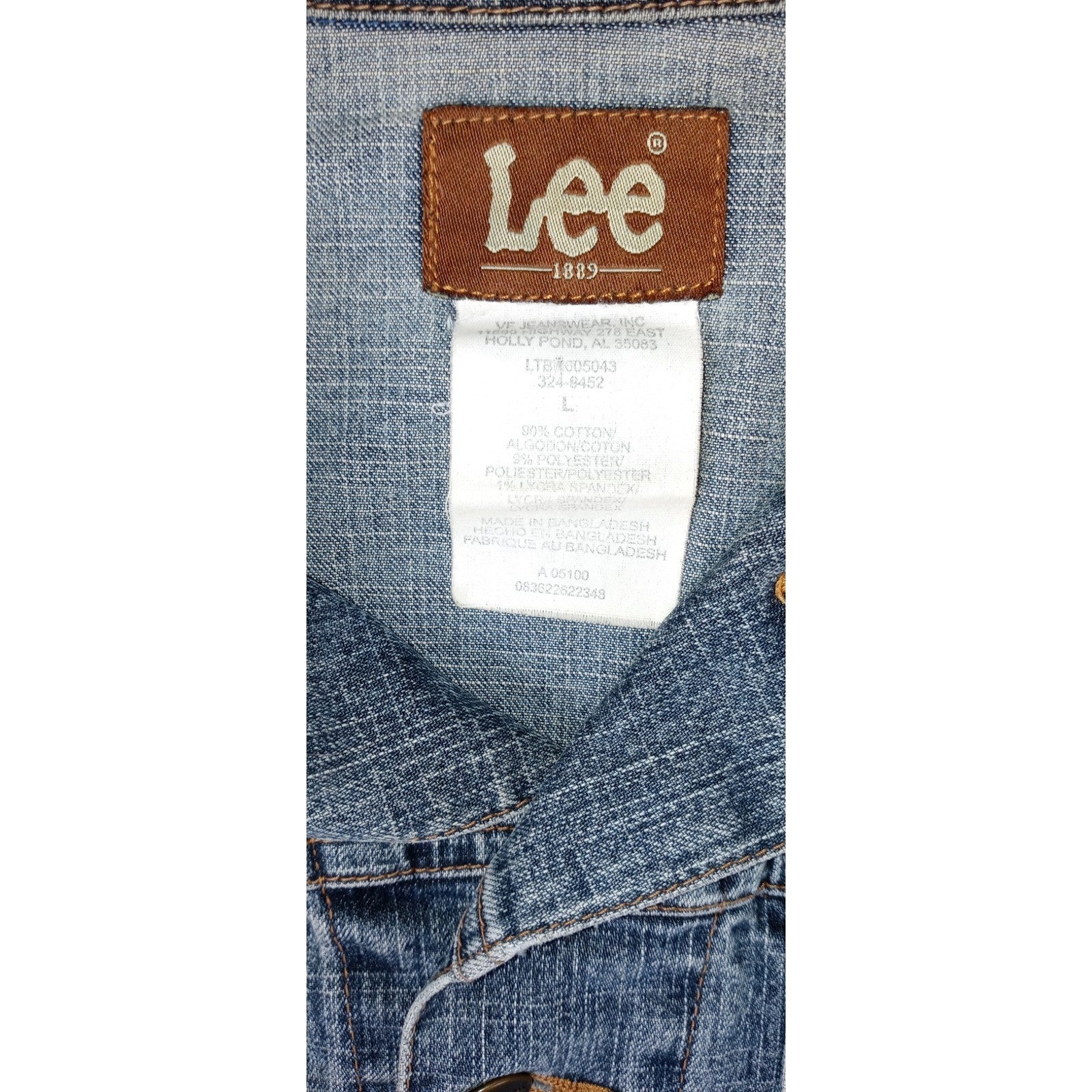 Lee Women's Denim Vest Distressed Raw Hem Blue Size L