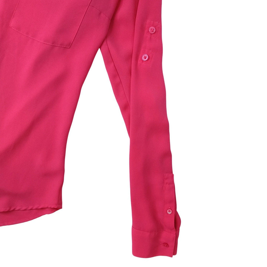 Express Pink Long Sleeve Collared Button Up Shirt Womens Size S