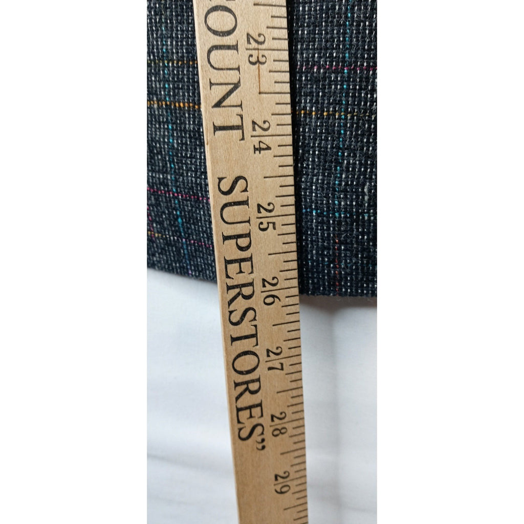 VTG Womens Plaid Tweed Maxi Skirt Dark Multi Color Classic Tailored Knee Length