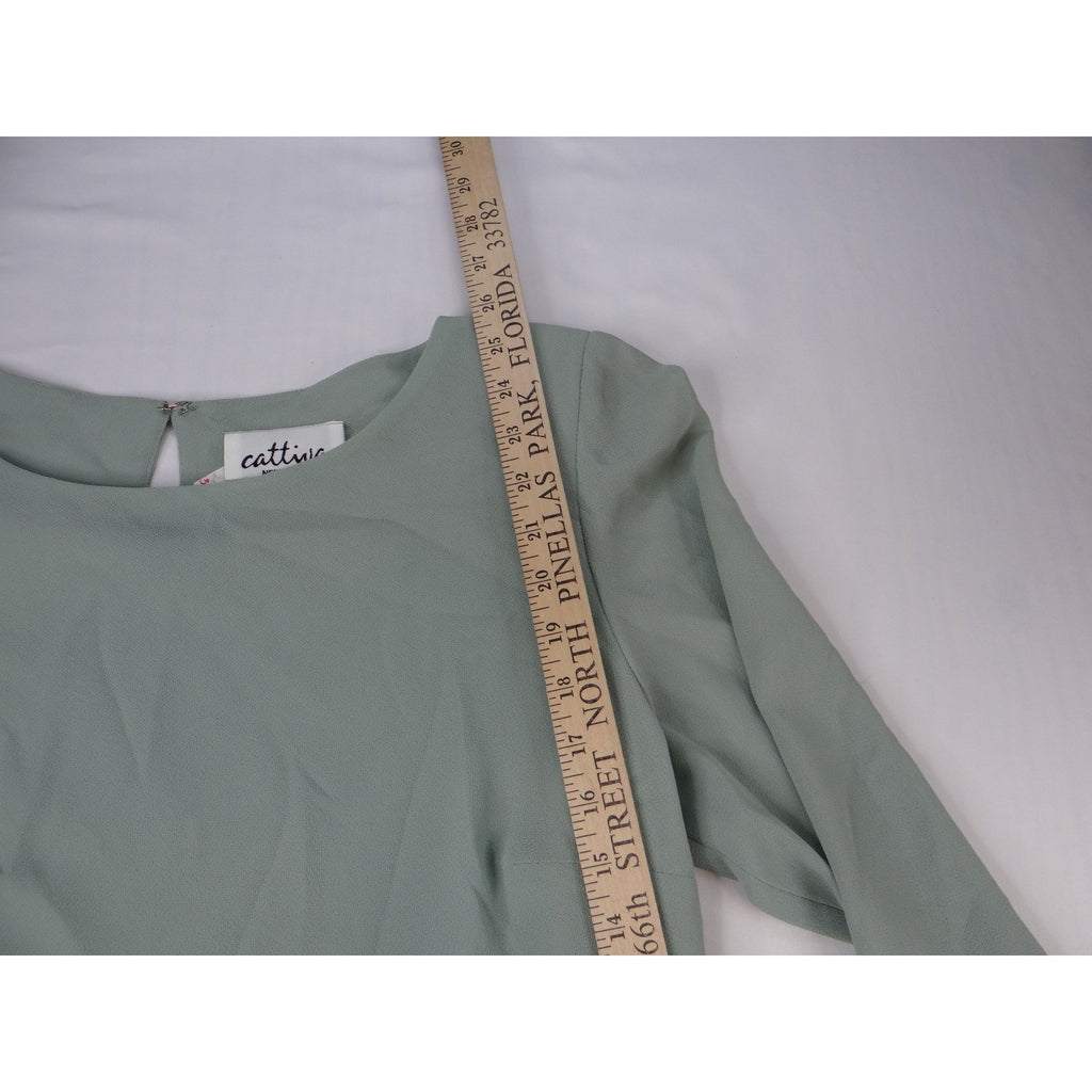 Vintage Cattiva New York Womens Mint Green Lace Trim AsymmetricalTop Sz 14