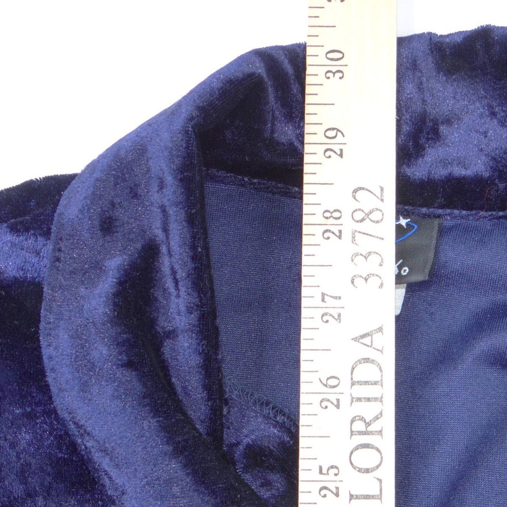 Hoax Vintage Navy Blue Crushed Velvet Button Down Shirt Short Sleeve Medium