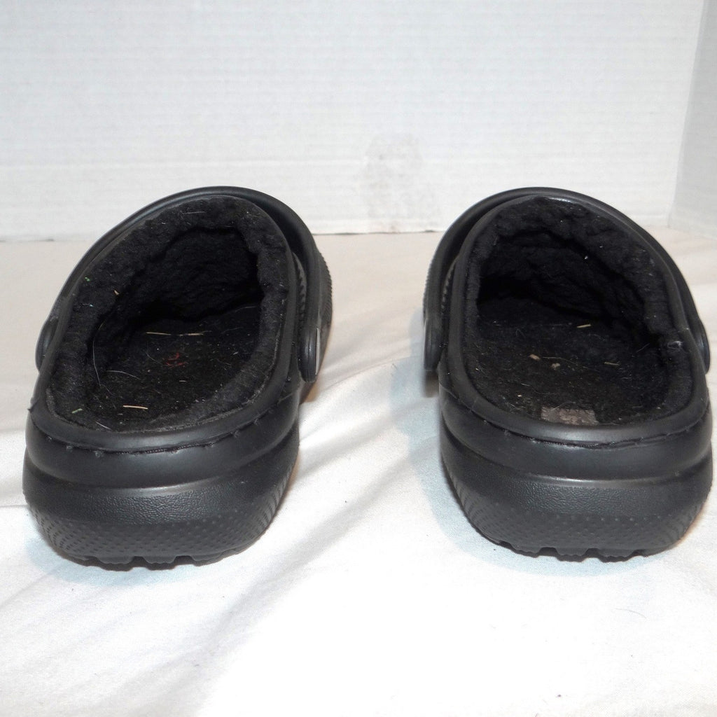 Crocs Kids Classic Lined Clog Black Faux Fur Fuzzy Slip On Shoes Kids Size 13