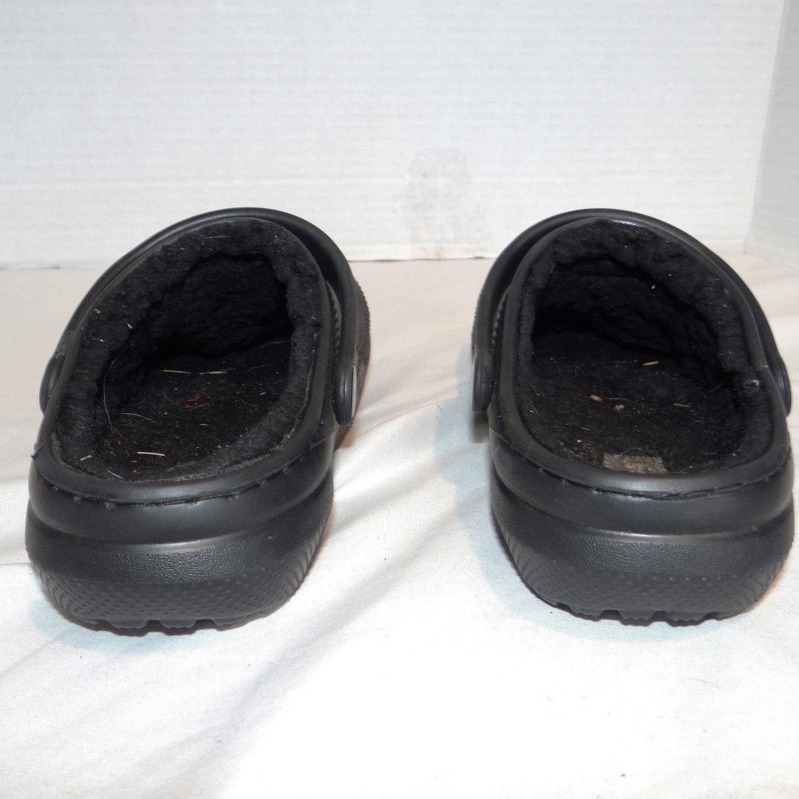 Crocs Kids Classic Lined Clog Black Faux Fur Fuzzy Slip On Shoes Kids Size 13