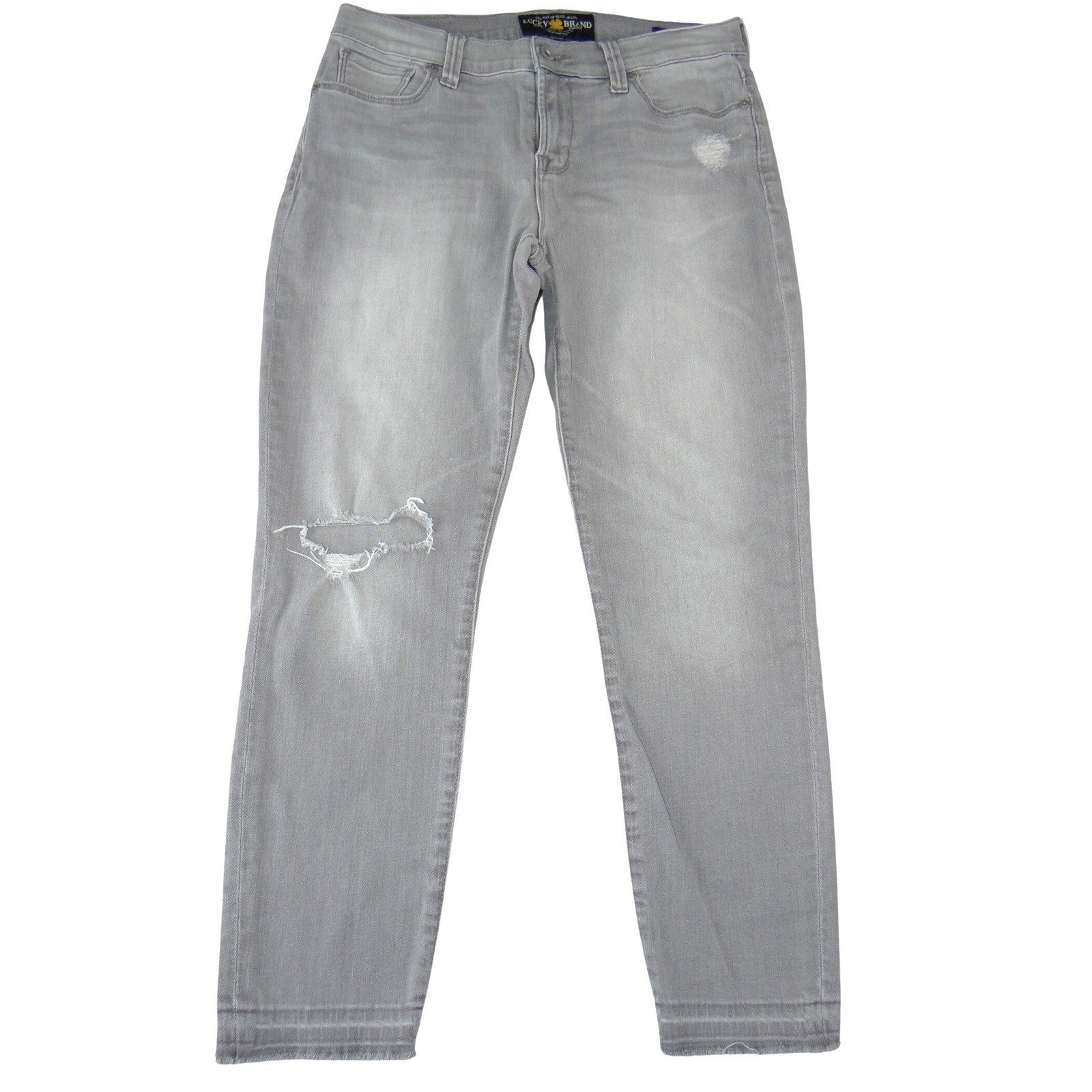 Lucky Brand Brooke Capri Grey Distressed Skinny Jeans Size 6 28 Light Wash