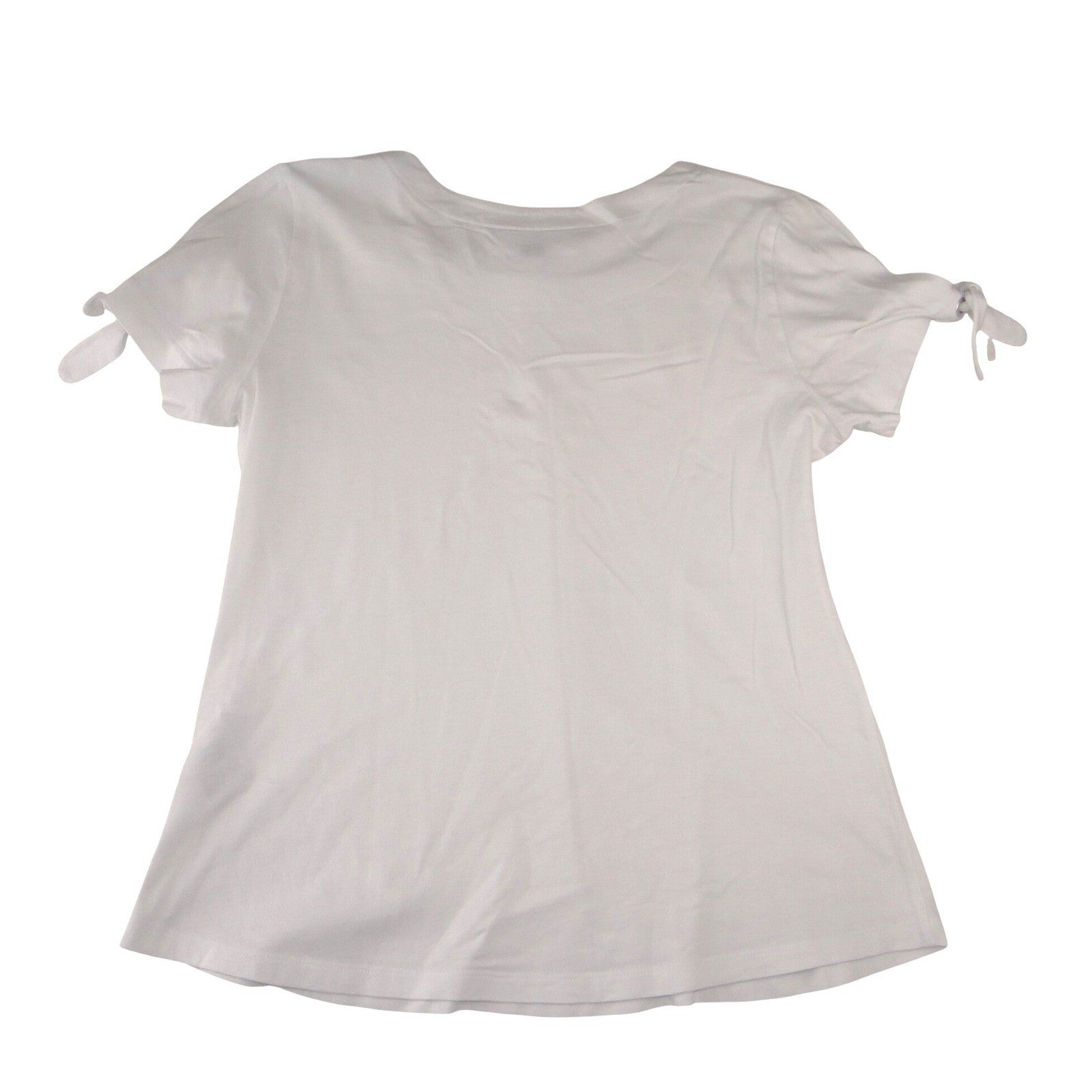 Karen Scott Womens White Short Sleeve Scoop Neck Tie Grommet Sleeve Top Size M