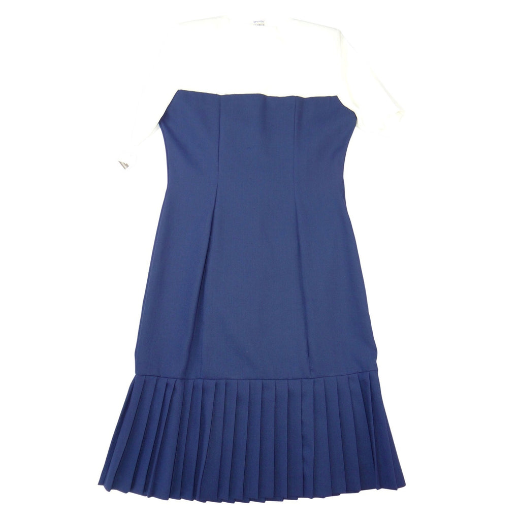 NWT Vintage Sunshine Starshine Women Navy White Pleated Drop Lace Waist Dress 12