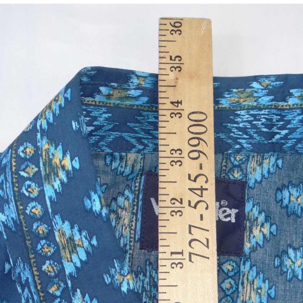 Wrangler Mens Blue Southwestern Geometric Pearl Snap Western Shirt XXL