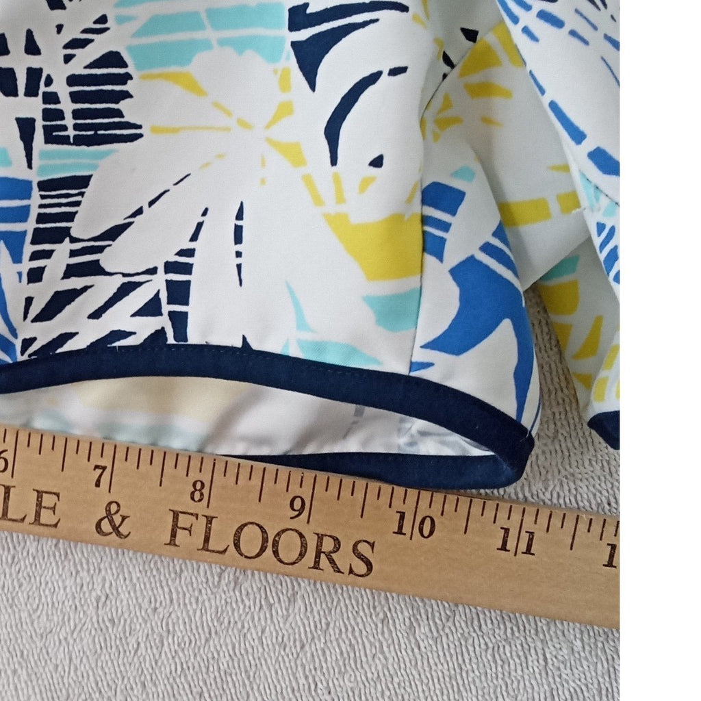 Columbia PFG Womens Tropical Leaf Board Shorts Blue White Yellow Size Small