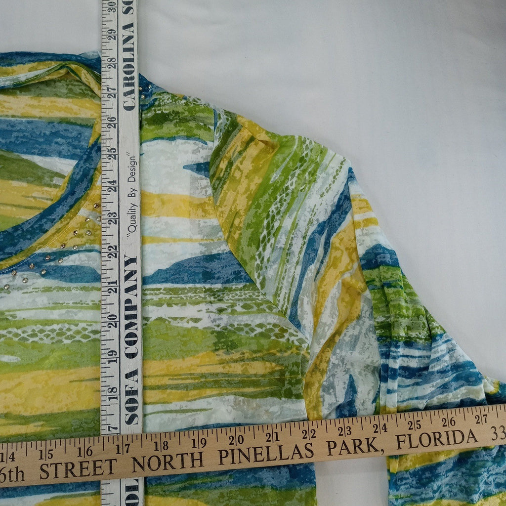 NWT-Hearts of Palm Woman 3X Global Soul 2019 Abstract Stripe 3/4 Sleeve Top