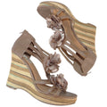 Sbicca of California Womens Floral Wedge Sandals Taupe Strappy Flower Heels 9