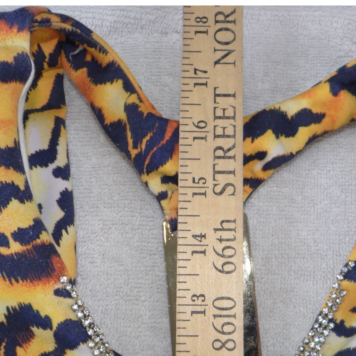 Rare Rhero Jeans Womens Tiger Print Tank Top Rhinestone Gold Hardware Racerback