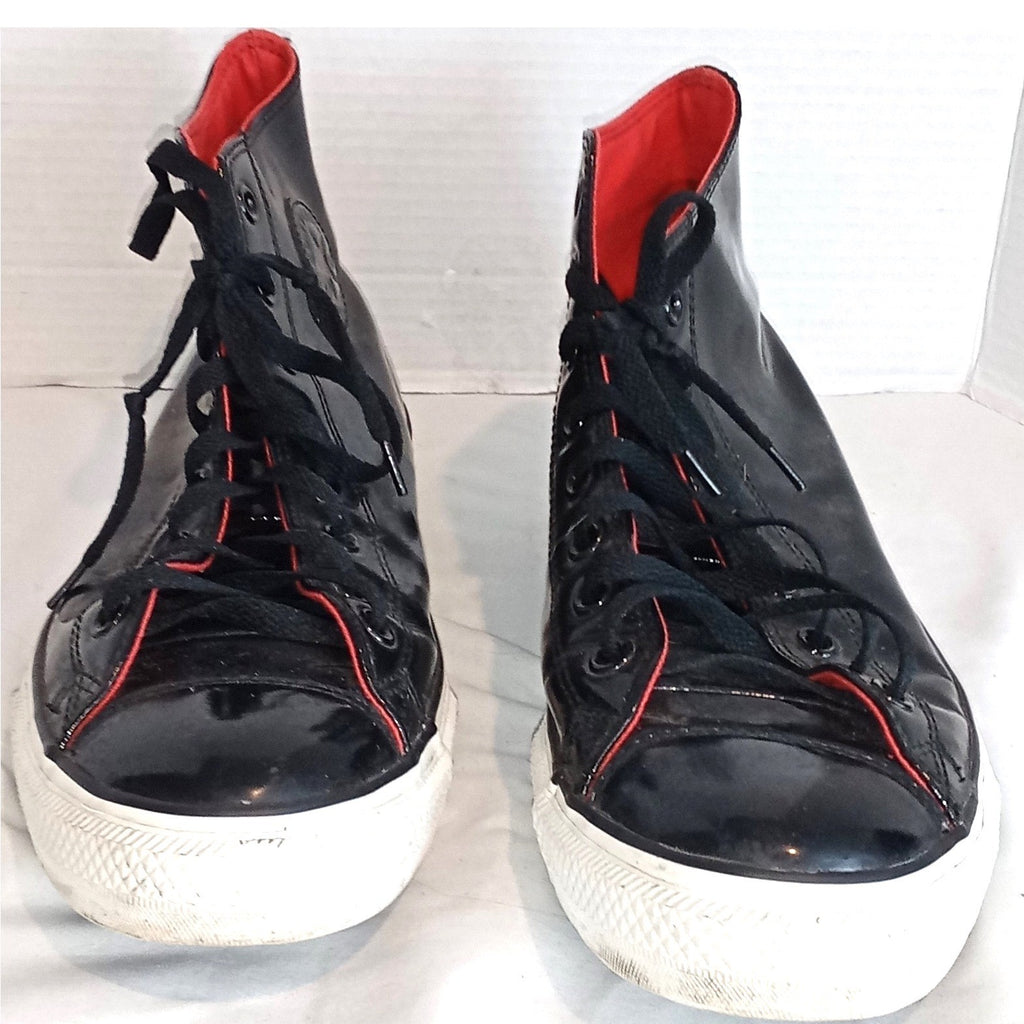 Converse Chuck Taylor All Star High Top Black Patent Leather Red Lining Sneakers