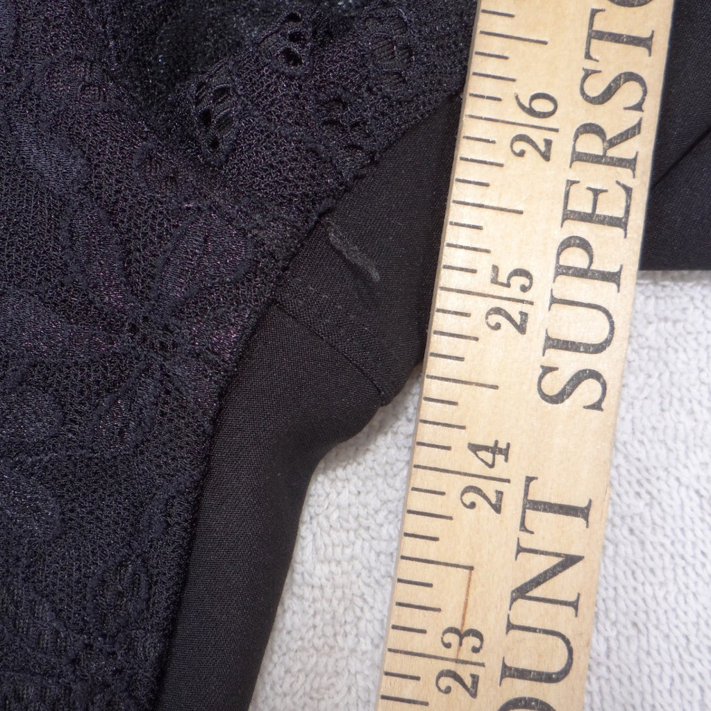 Cover Charge Black Floral Lace Overlay Leggings High Waisted Button Detail