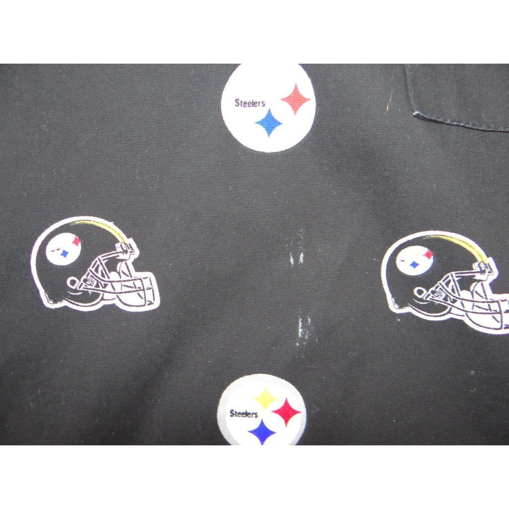 NFL Team Apparel Pittsburgh Steelers Scrub Top Womens Black V-Neck Logo Print L