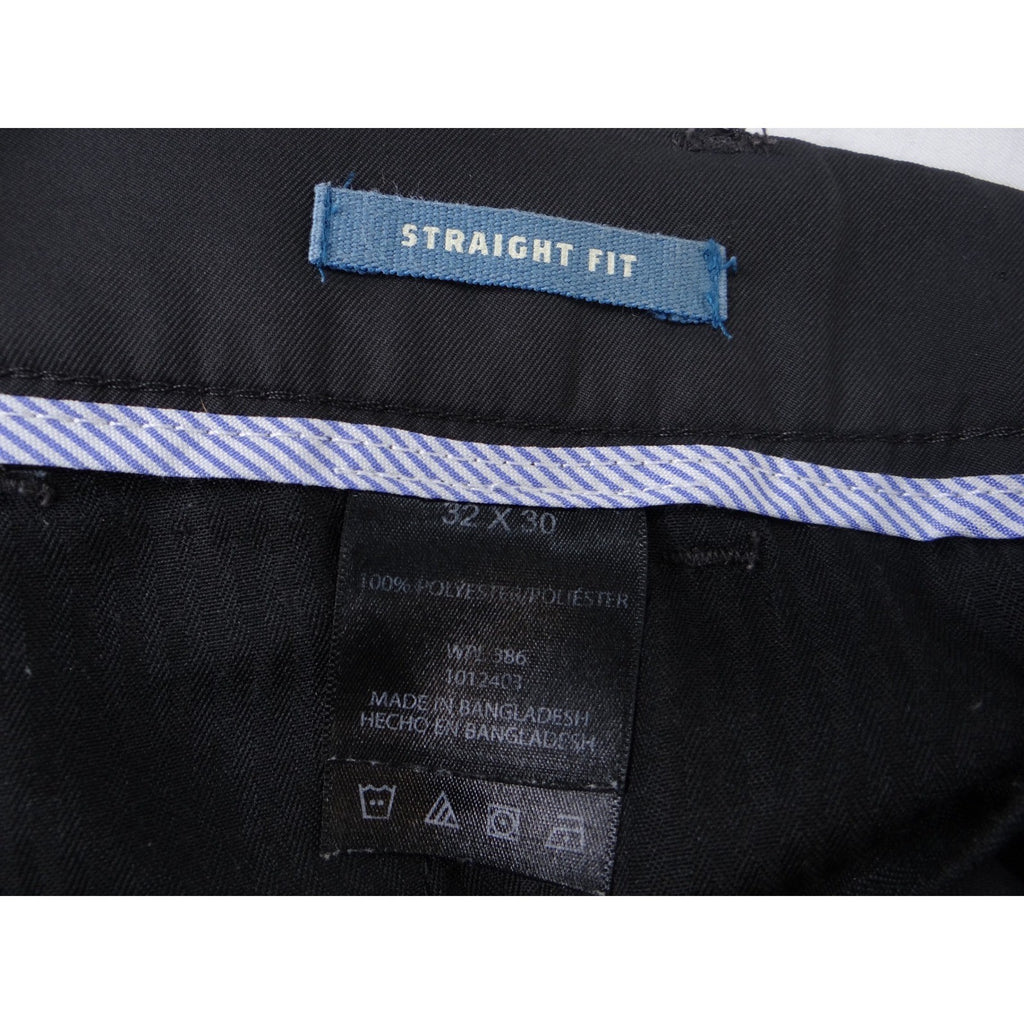 Haggar Mens Straight Fit Dress Pants Black 32x30 Polyester Flat Front Trousers