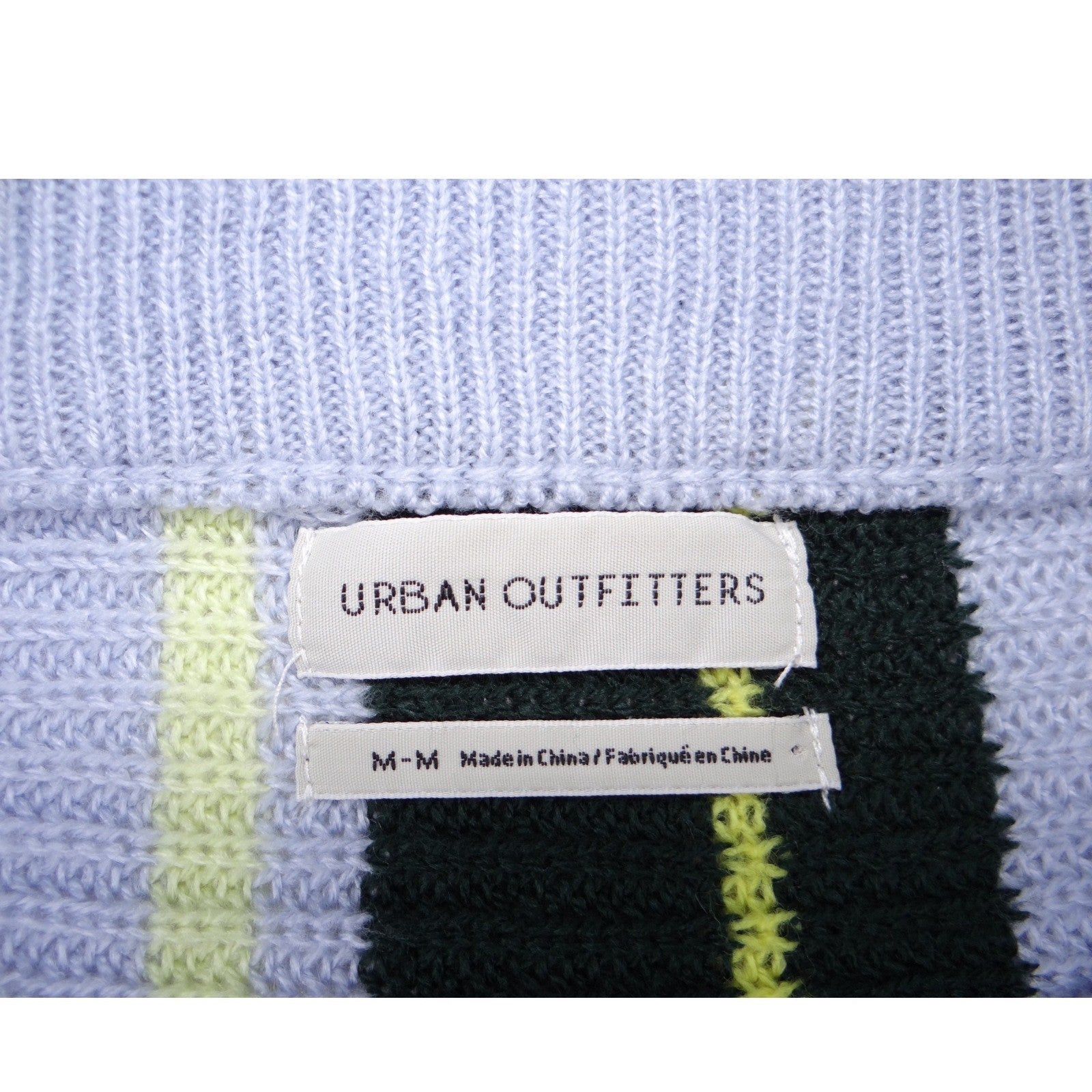 Urban Outfitters Striped Cropped Sweater Pullover Light Blue Yellow Black M