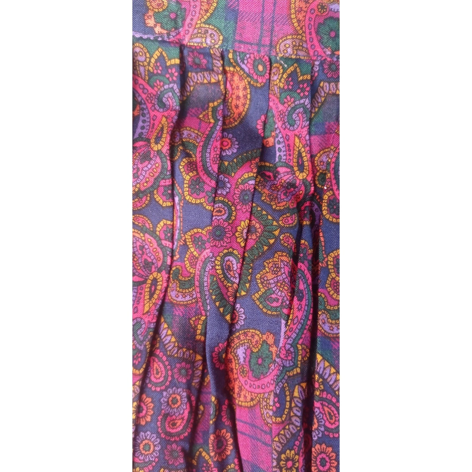Portraits by Northern Isles Pleated Maxi Skirt Paisley Print Rayon Size 8