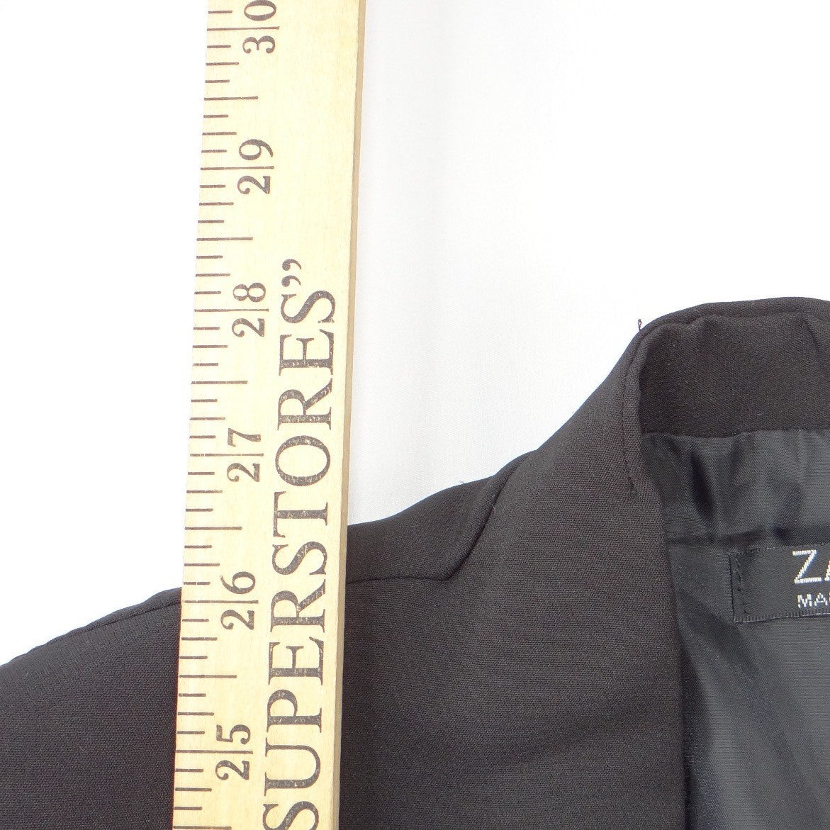 ZA&ZA Womens Black Open Front Blazer Stand Collar Contrast Sleeve Size Small