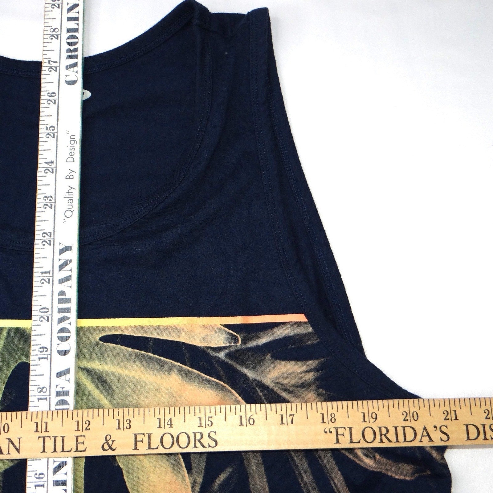 Old Navy Mens Navy Tropical Leaf Print Tank Top XL Soft Washed Athletic
