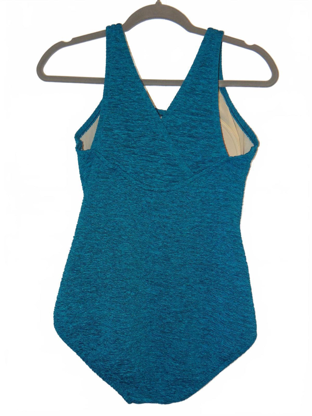 Stylish Blue One-Piece Swimsuit with Crossback