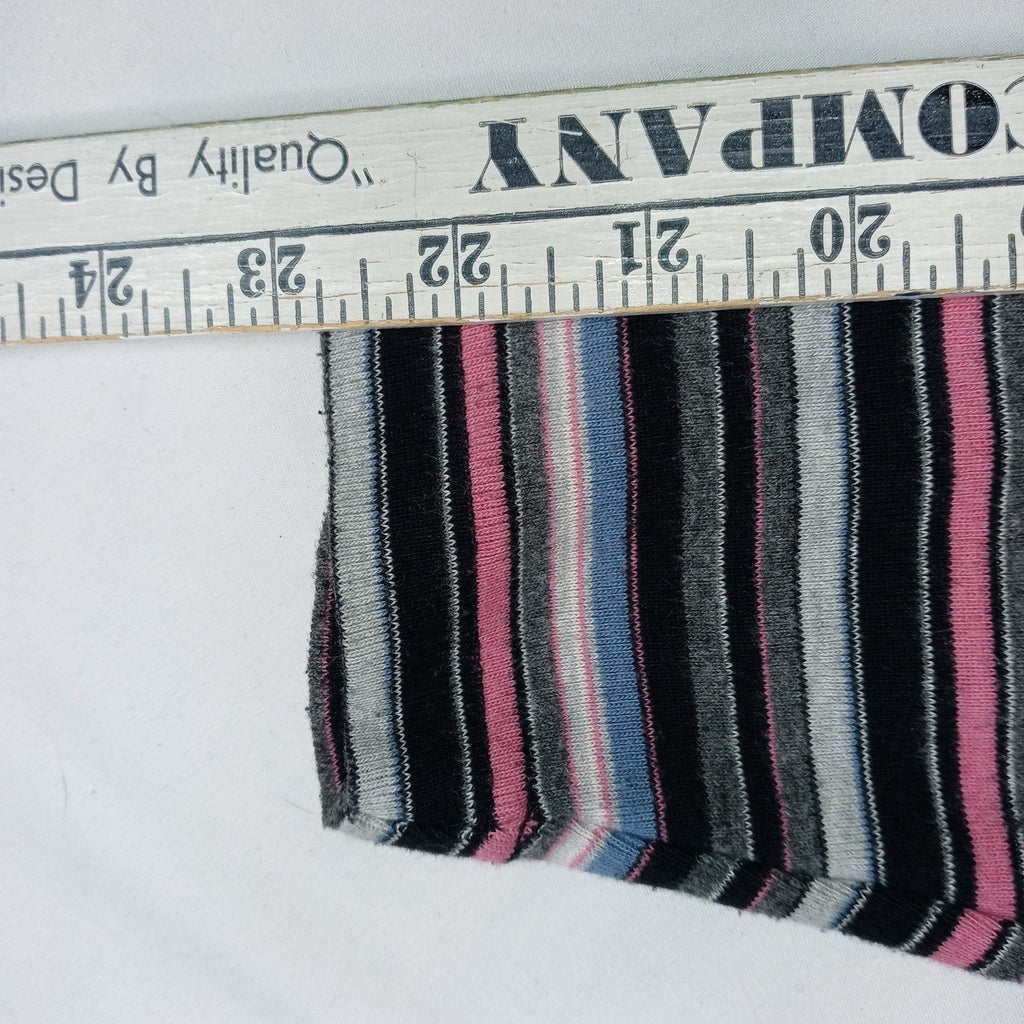 VTG Erika Striped Lace Up Collar Long Sleeve Womens Sz L Pink Black Gray Blue