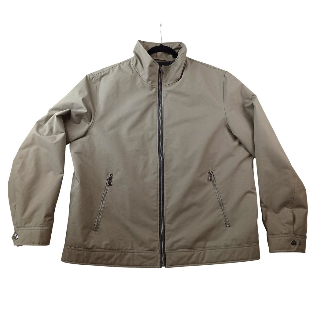 Perry Ellis Portfolio Dobby Tech Jacket Mens XXL Olive Taupe Full Zip Quilted