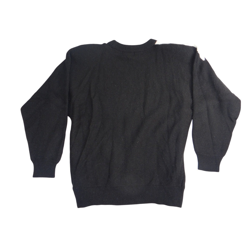 Vintage Alfred Dunner Women's Black White Starbursts Knit Sweater Size L
