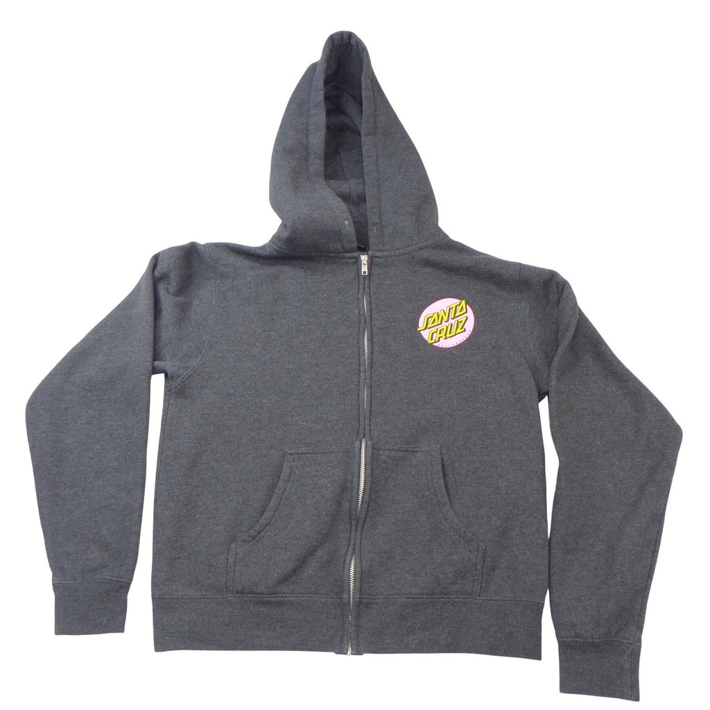 Santa Cruz Skateboards Pink Dot Logo Zip Up Hoodie Charcoal Grey Skater Mens S