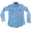 Harley Davidson Mens Blue Denim Long Sleeve Button Up Shirt Embroidered Logo