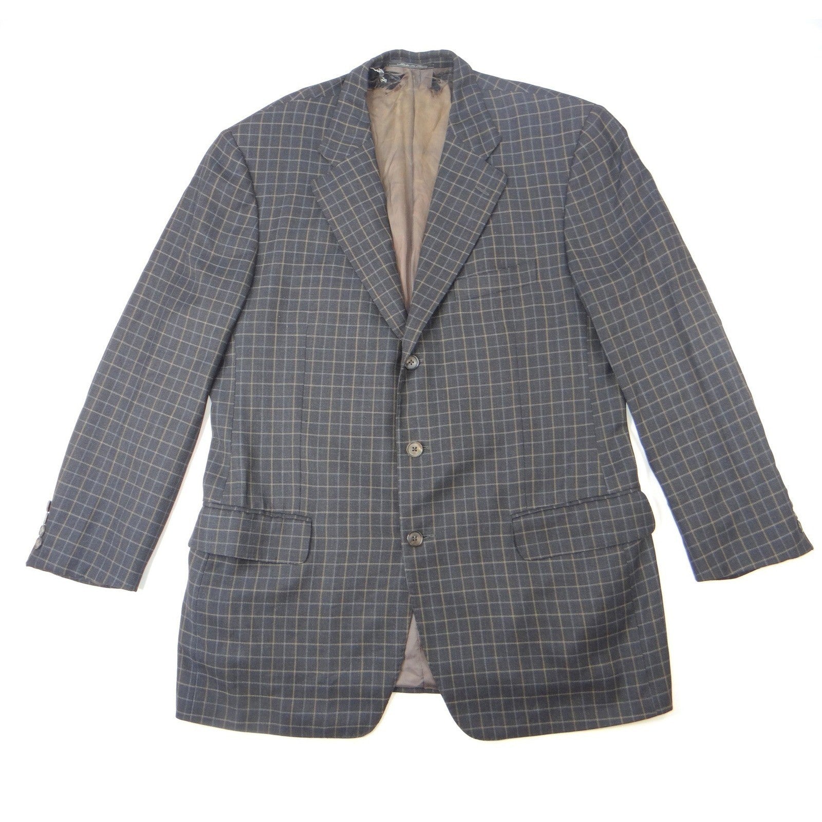 VTG Ermenegildo Zegna High Performance Blazer Men Dark Grey Plaid Wool Blend XL