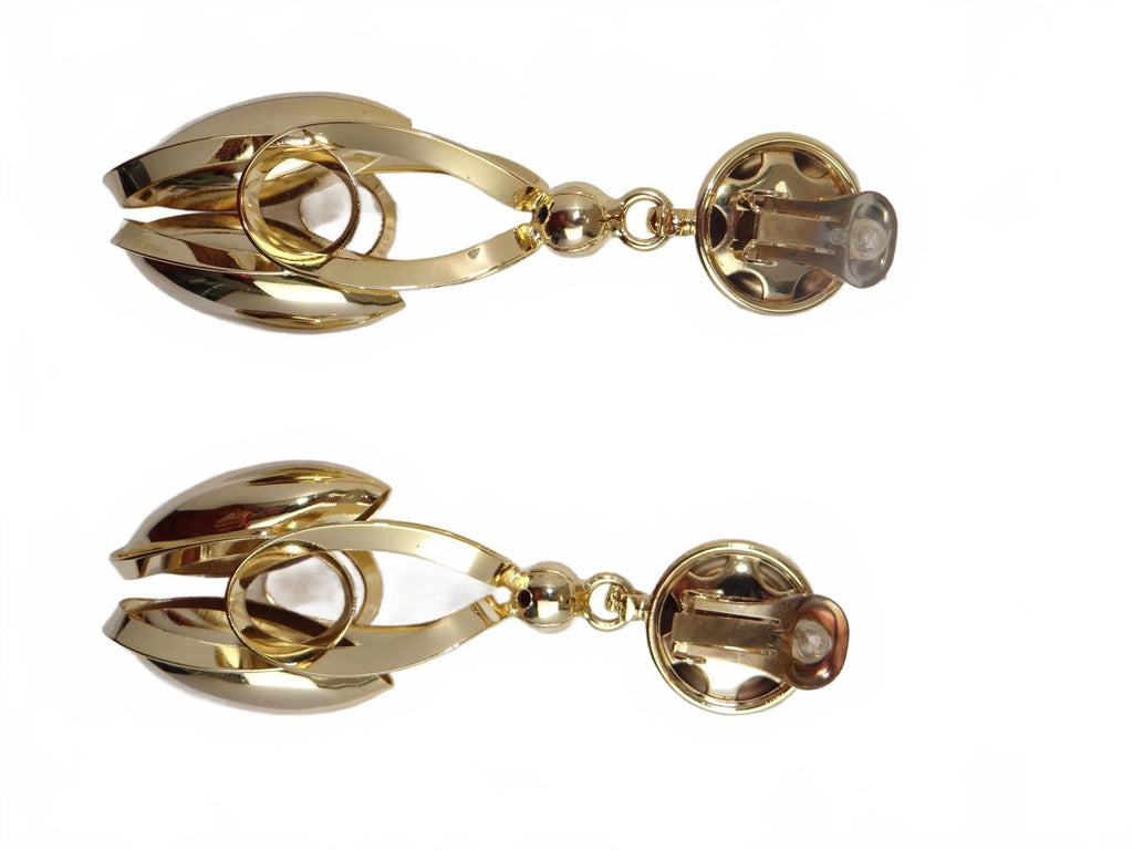 Gold Tone Modern Clip-On Earrings