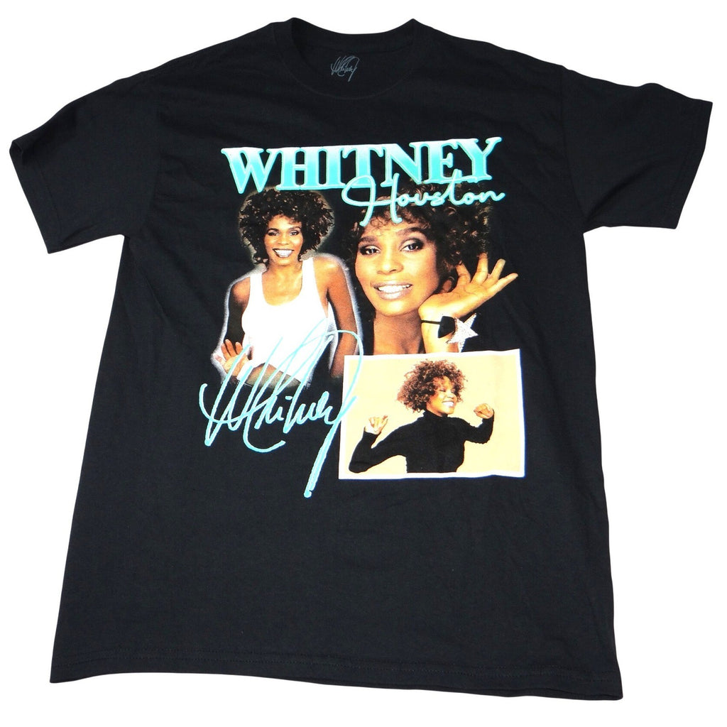 Whitney Houston Graphic T Shirt Black Cotton Short Sleeve Women's Size M NWOT