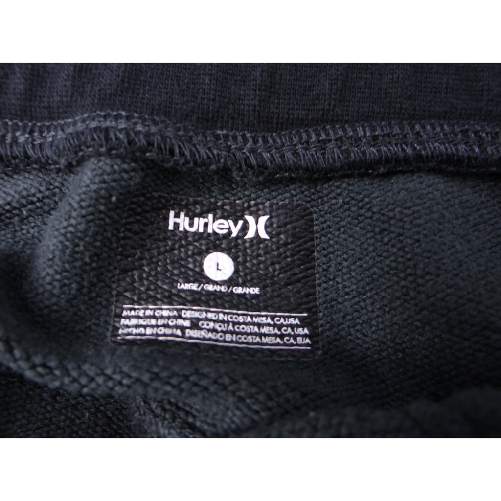 Hurley Black Jogger Sweatpants Athletic Lounge Drawstring Zipper Pockets Size L