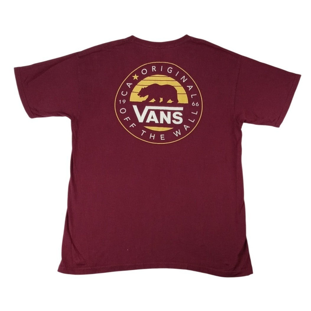 Vans California Originals Graphic T Shirt Burgundy Bear Logo Men's Large