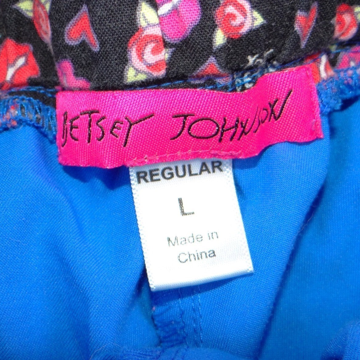 Betsey Johnson Women Royal Blue Scrub Pants Cargo Elastic Drawstring L