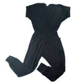 Loveappella Black Wrap Style Jersey Knit Jumpsuit Women's
