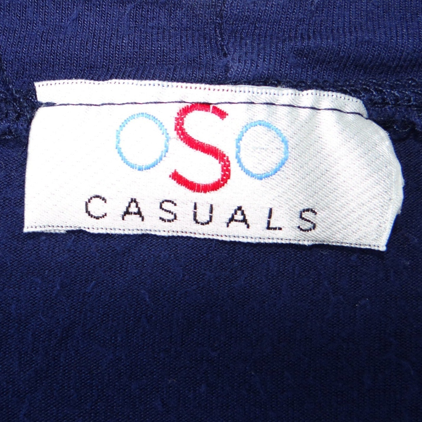 Vintage OSO CASUALS Women's Navy Grey Color Block 3/4 Sleeve Tunic Top Sz Large