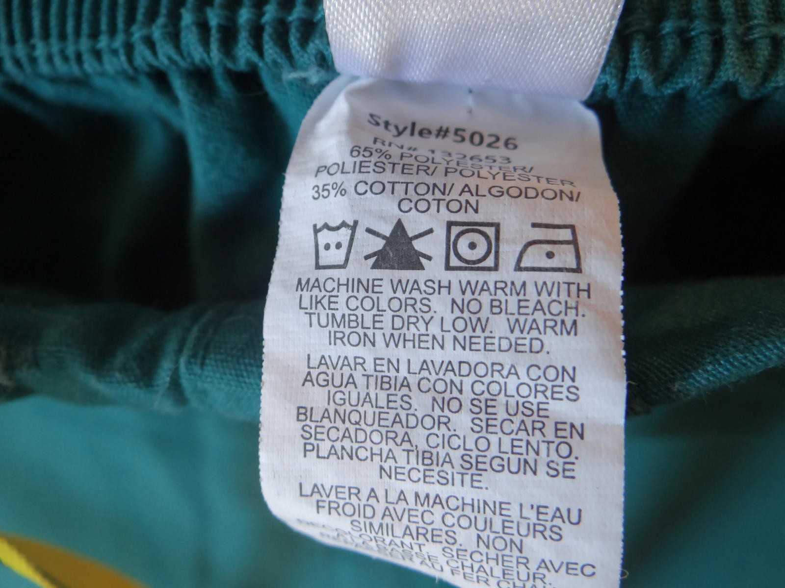 WonderWink Teal Women's Scrub Pants with Yellow Drawstring, Size XL