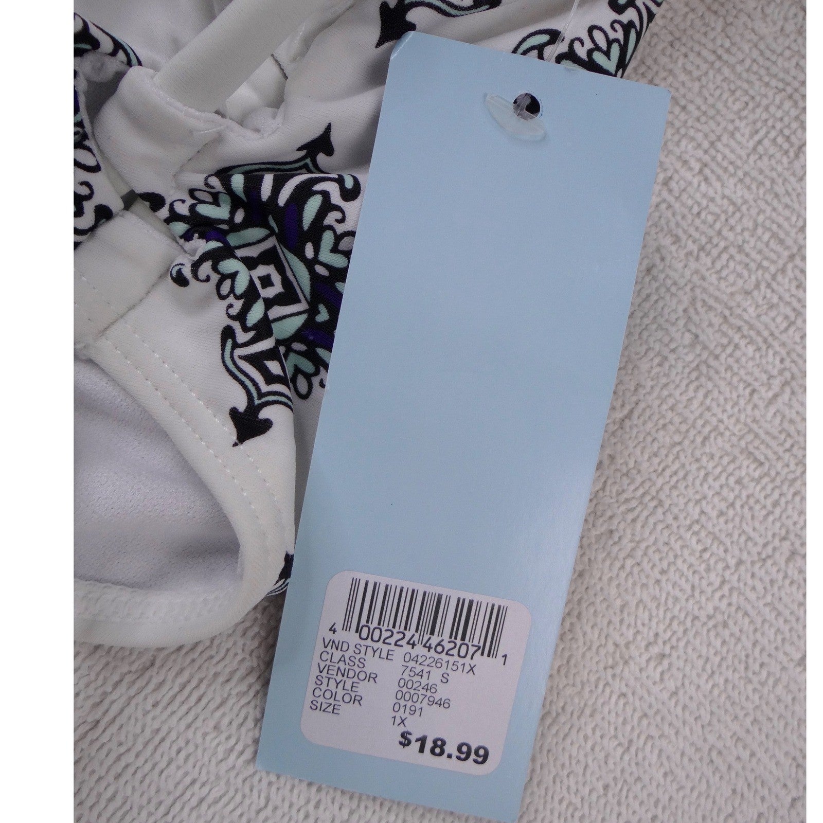NWT-Rue Bleu by Rue21 Womens 1X High Waisted Bikini Bottoms Blue White Tiles