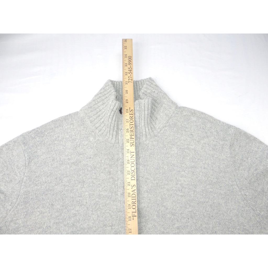 Lands End Mens Gray Mock Neck Button Quarter Zip Sweater XXL 50-52
