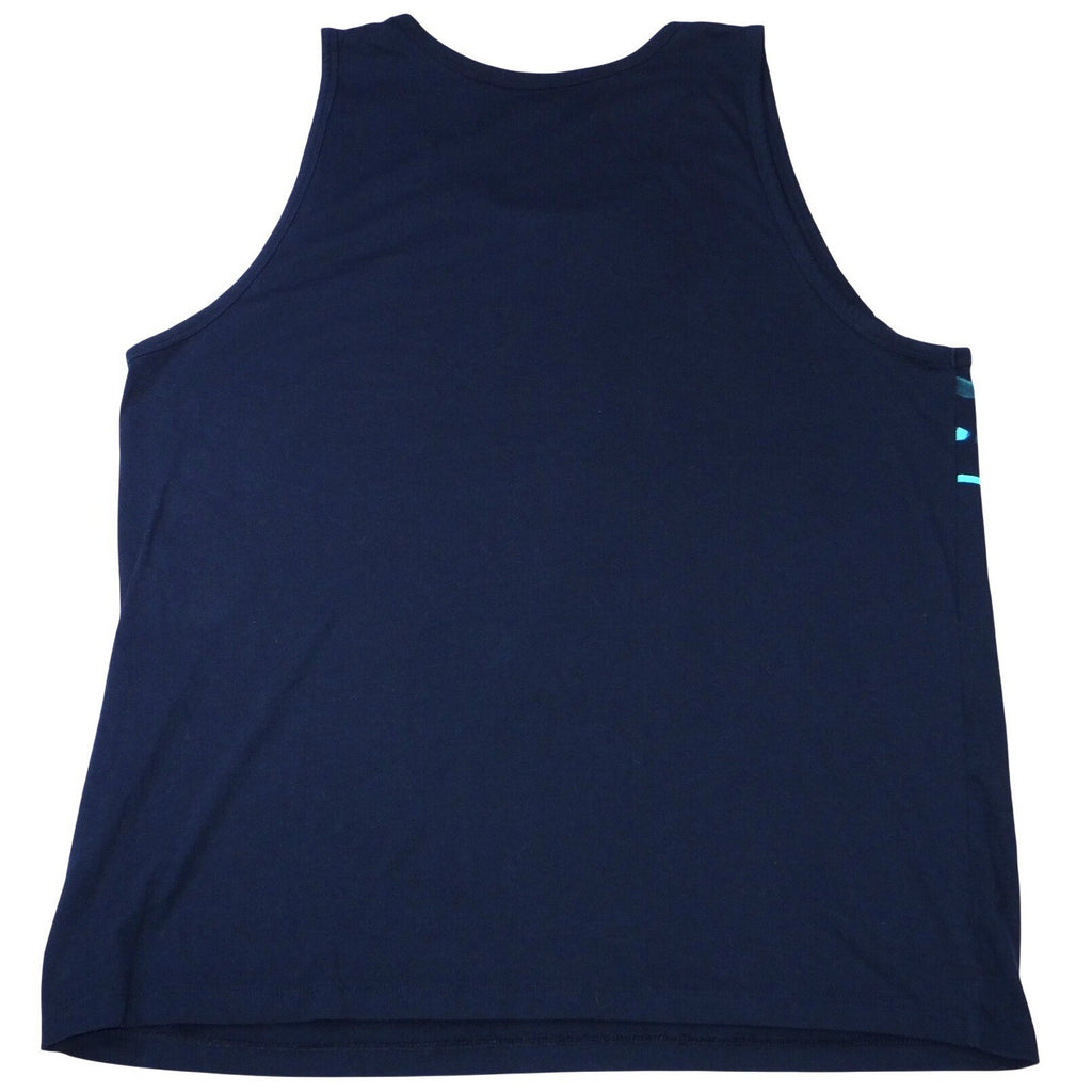 Old Navy Mens Navy Tropical Leaf Print Tank Top XL Soft Washed Athletic