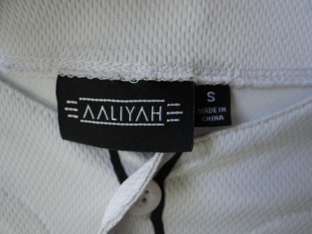Y2K - VINTAGE Aaliyah Graphic Baseball Jersey - White & Black - Small