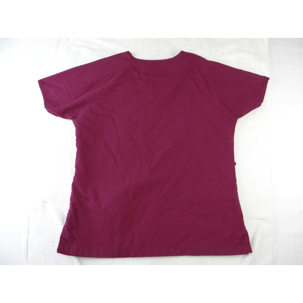 Butter-Soft Womens Scrub Set Burgundy V-Neck Top Elastic Waist Pants Size Small