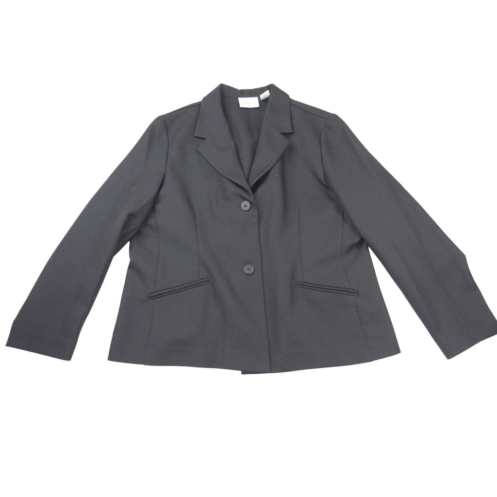 Alfred Dunner Womens Black Two Button Blazer Jacket Plus Size 18 Professional