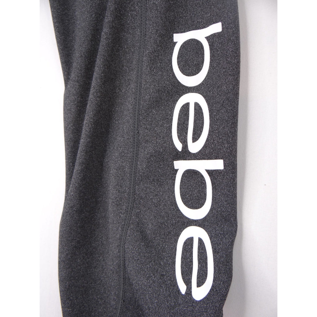 Bebe Sport Leggings Black Pink Blue Stripe Logo Athletic Activewear Size L