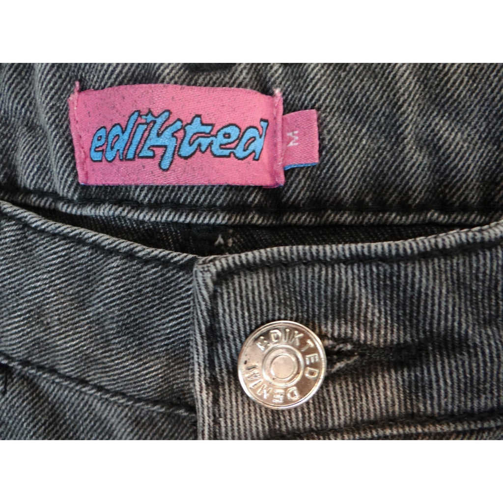 EDIKTED Wide Leg Jeans Charcoal Wash Women's Size M