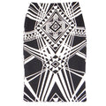 By & By Womens Black Cream Geometric Tribal Print Midi Pencil Skirt Size M